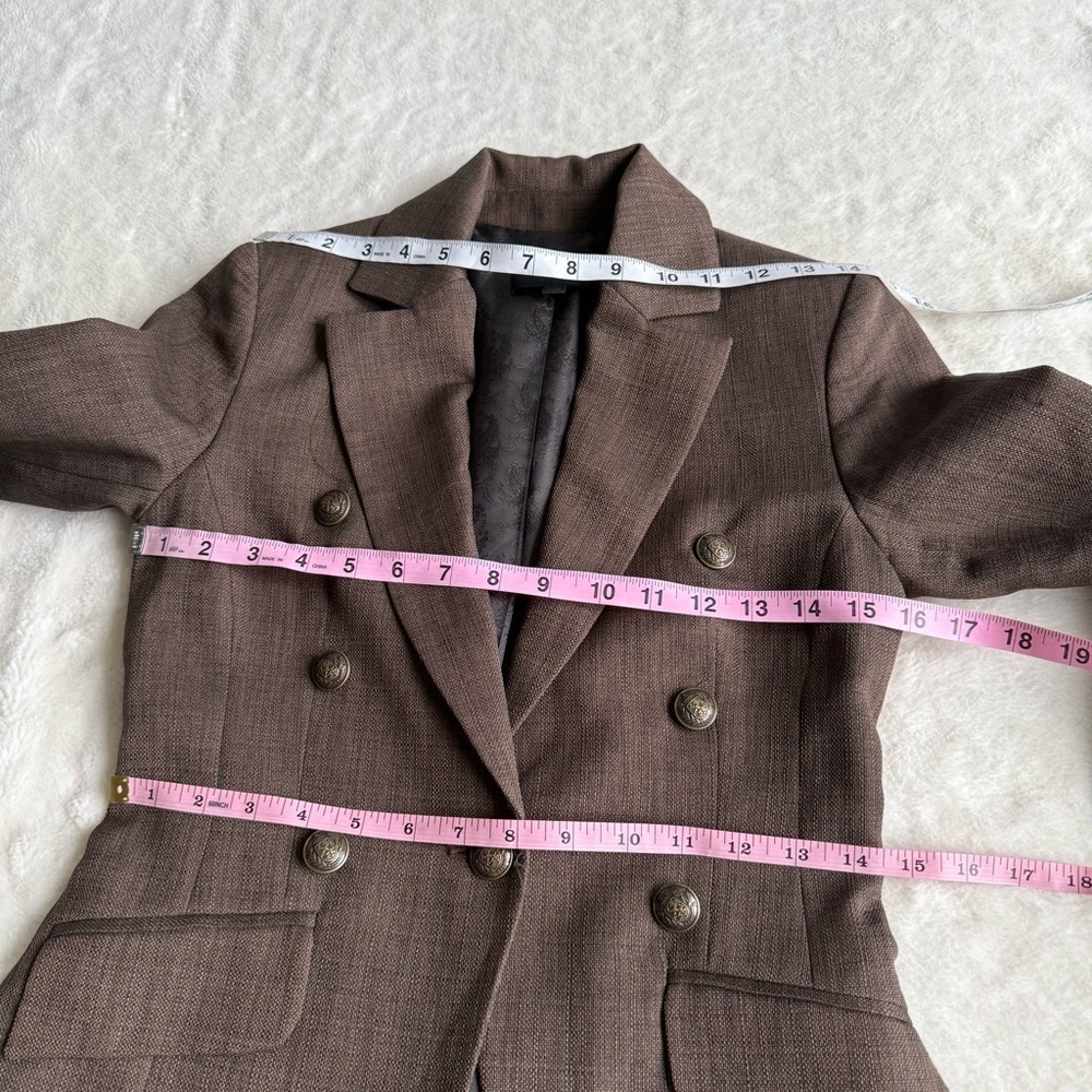 Intermix Christie Brown Slim Button Classic Blazer Petite S - Picture 6 of 12
